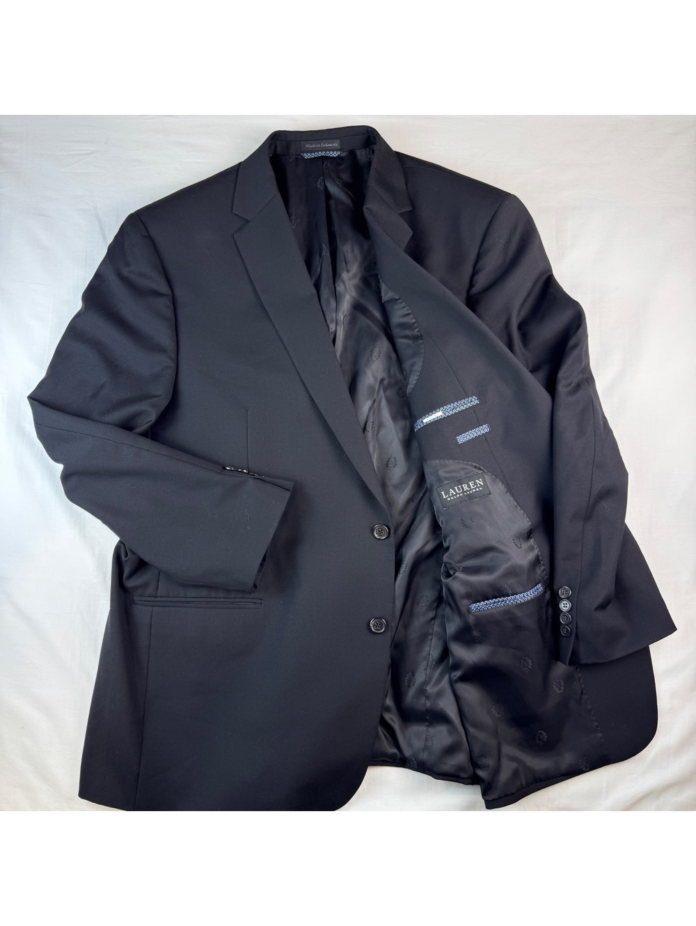 Ralph Lauren Men's BLACK LABEL Wool Suit Jacket 48L Excellent Condition Polo